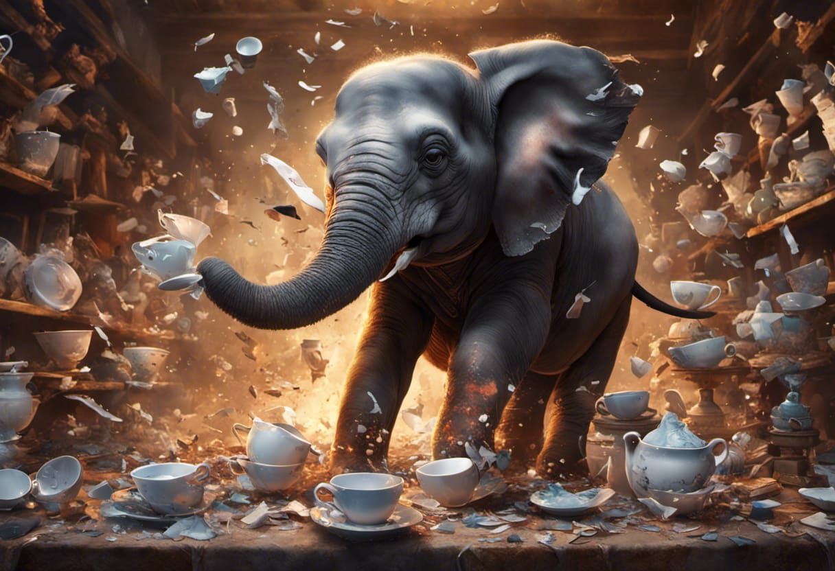 Dancing Elephant in Exploding Porcelain Shop