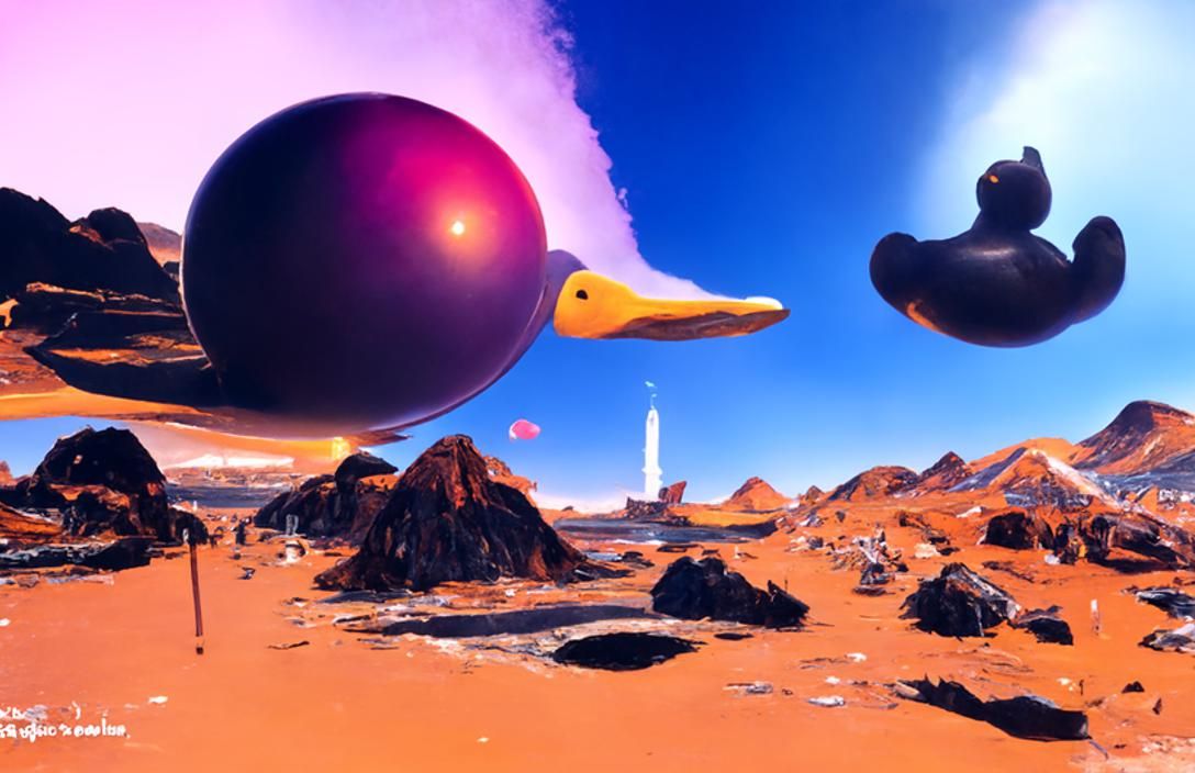 Giant Rubber Duckie on Vaporwave Planet
