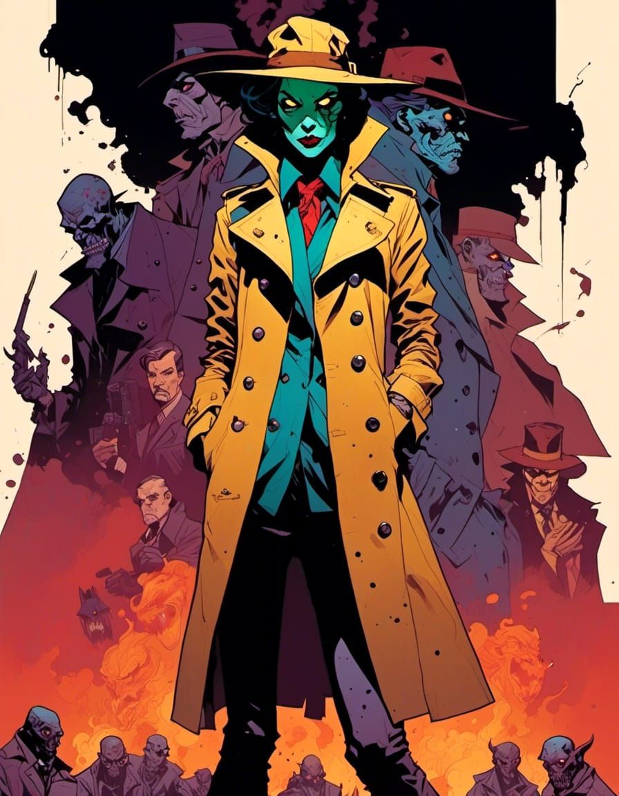 Noir Demon Detective in Hellish Purgatory