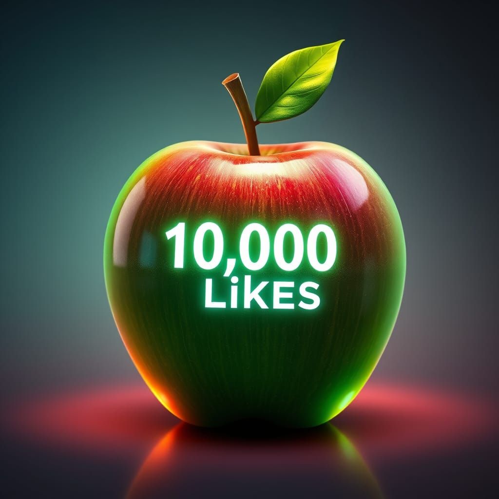 Glowing Apple in Neon Futurism