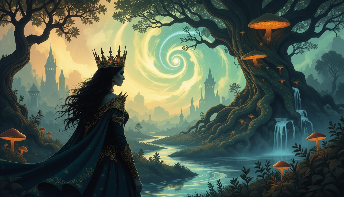 Queen of Forgotten Realms surveys her Dark Kingdom