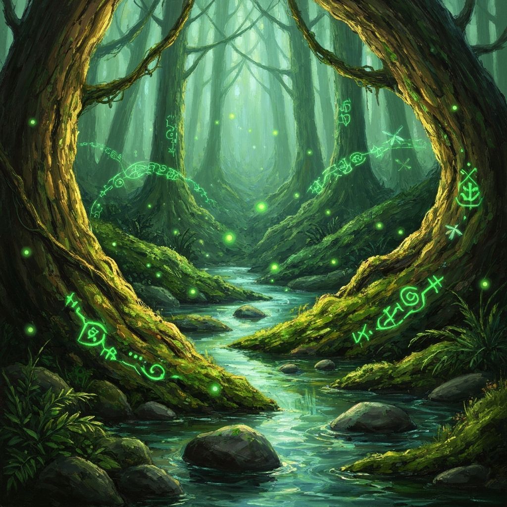 Enchanted Forest Alive with Magic in Thick Oil Painting