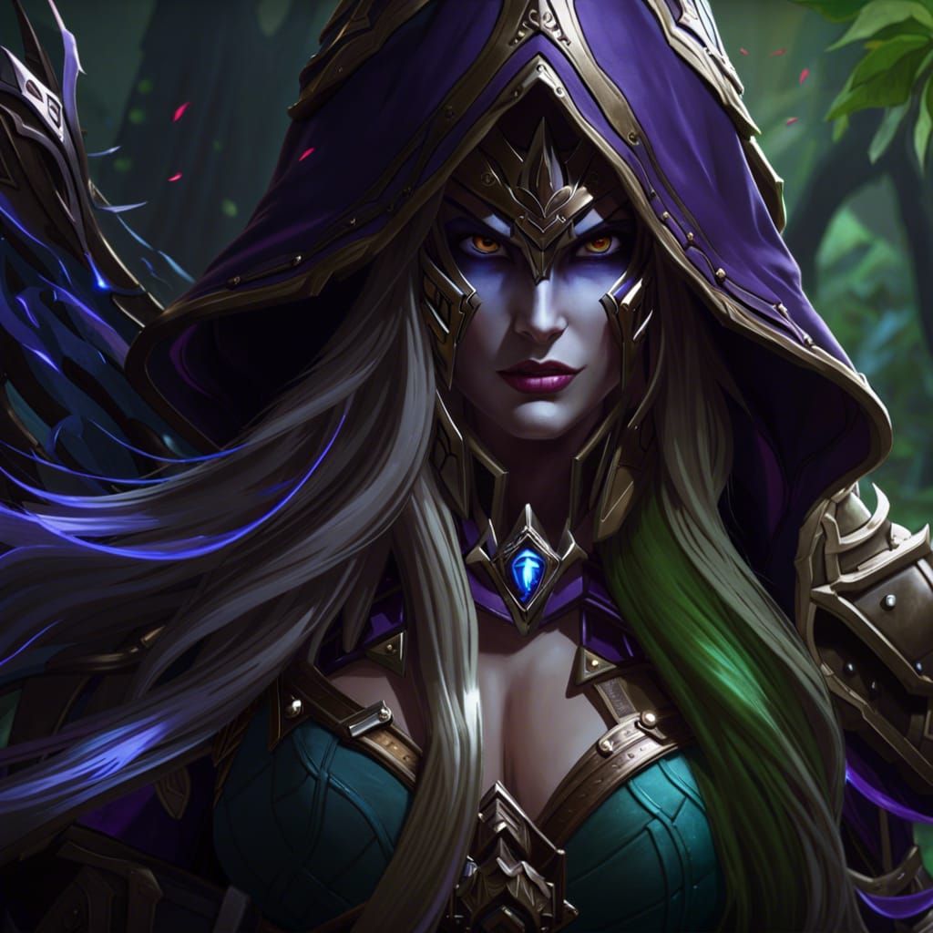 Majestic Sylvanas Windrunner in Hyperdetailed Fantasy Art