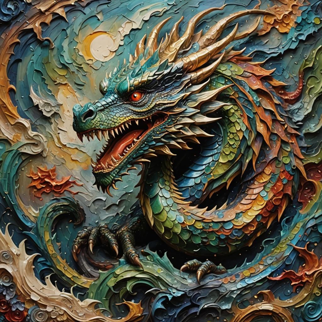 Epic Dragon as Impasto Painting