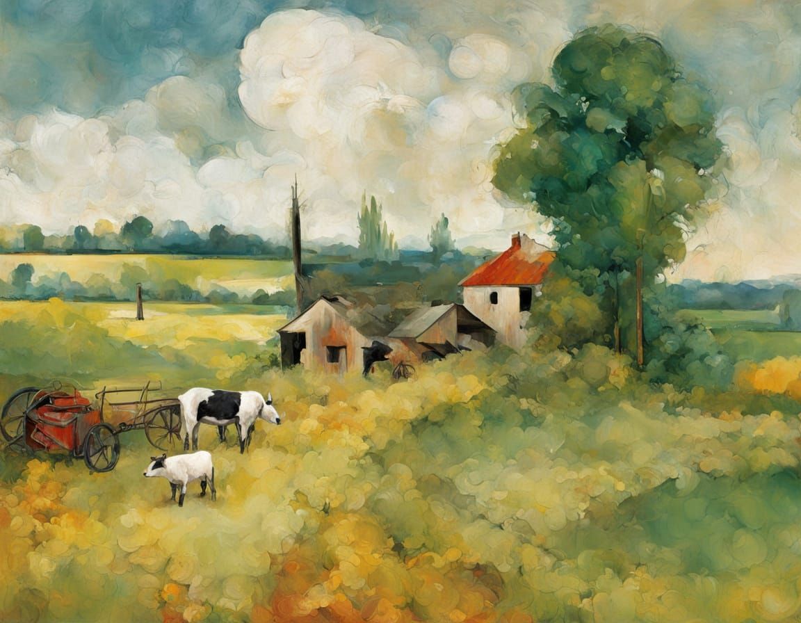 Abstract Rural Life in Bosch Style