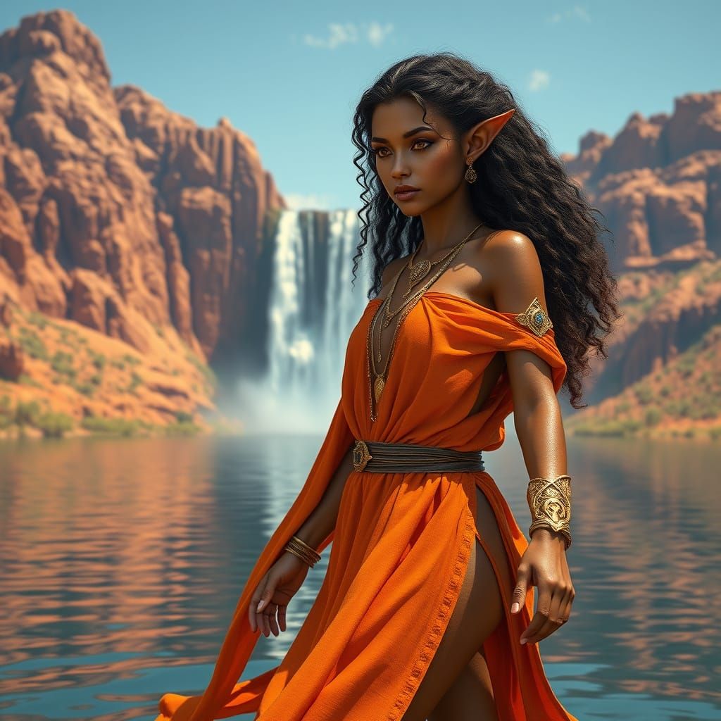 Sultry Desert Elf Mage Walks on Water