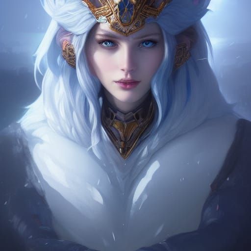 Enchanted Ice Knight Portrait in Hyperdetailed Style