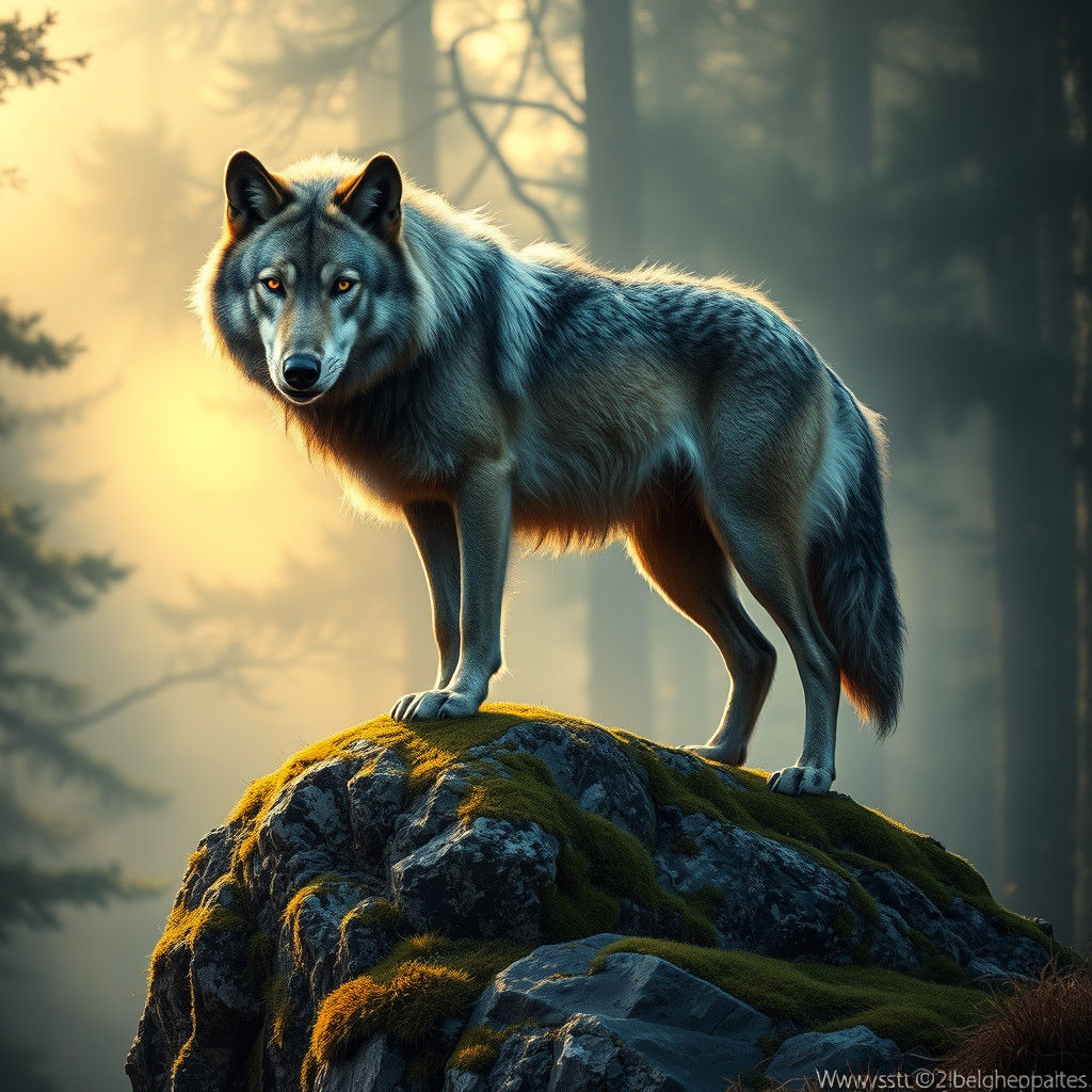 Dacian Wolf in Misty Transylvanian Forest