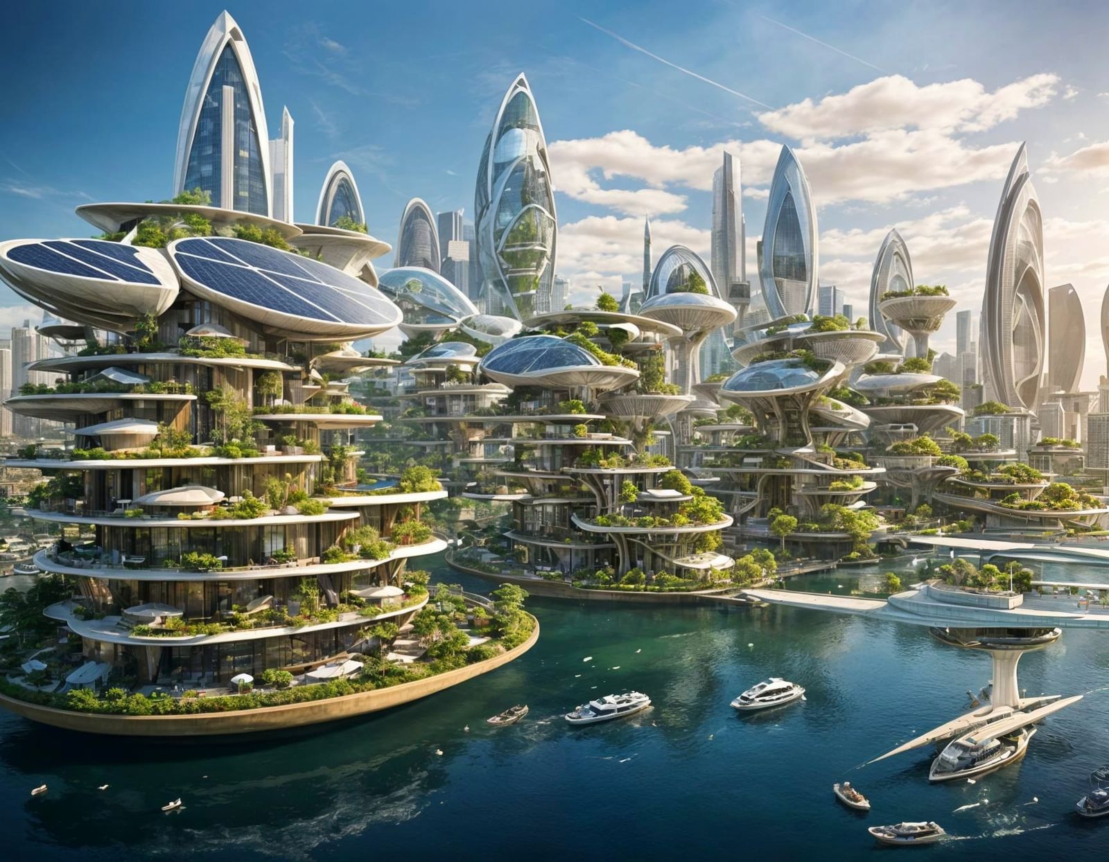 Sustainable Solarpunk Skyscrapers
