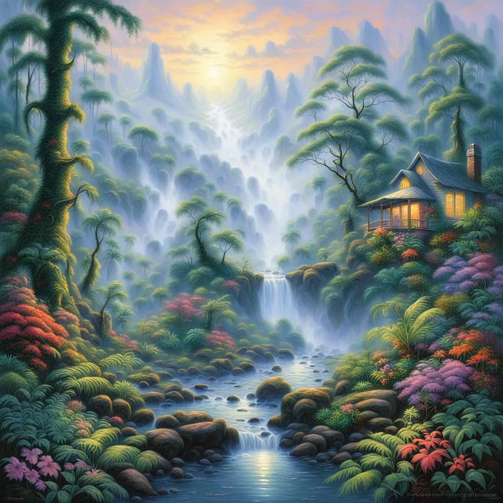 Mystical Rainforest: Ethereal Fantasy Art in Hyperdetail