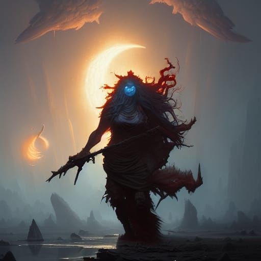 Ethereal Post-Apocalyptic Moonscape in Fantasycore Style