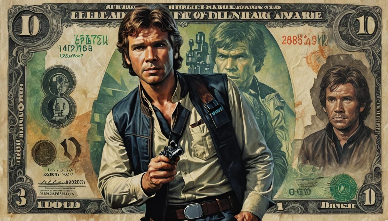 Han Solo Color Banknote Art as Oil Painting