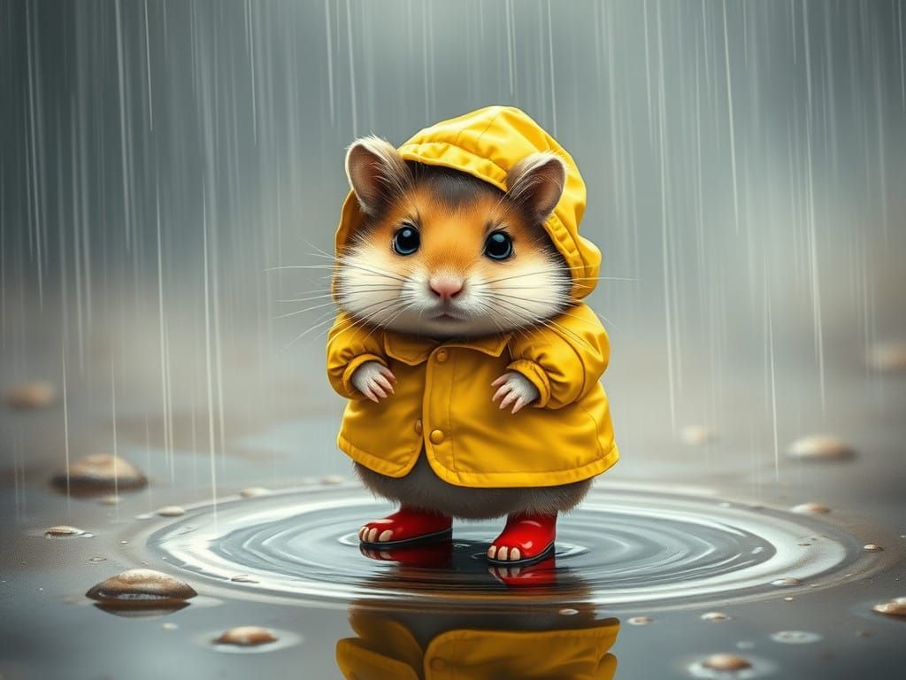 Tiny Hamster Endures Torrential Rainstorm