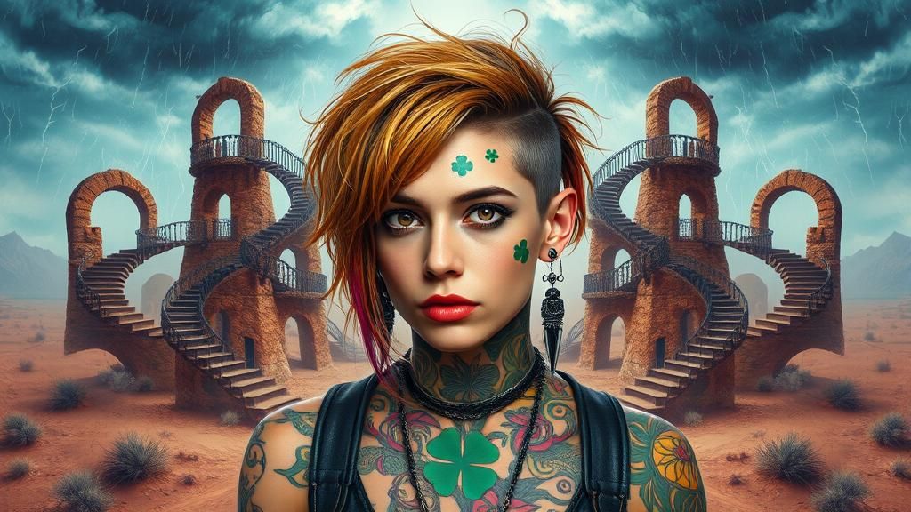 Punk Rocker in Surreal Southwestern Landscape