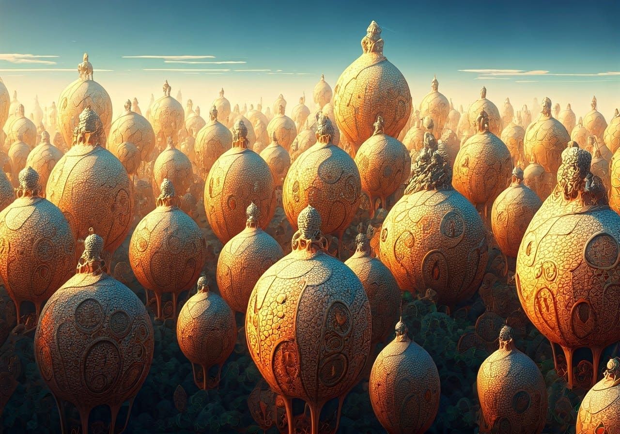 Intricate Honeycomb Metropolis in Vibrant, Iridescent Colors