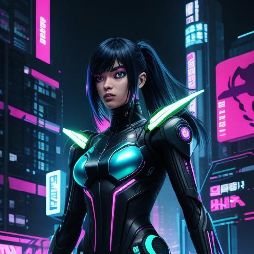 Cyberpunk Kamen Rider Girl with Alien Genes