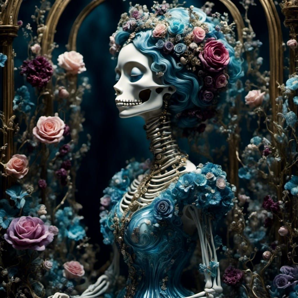 Victorian Glass Skeleton Venus in Gothic Style