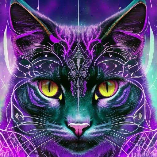 Magical Ghost Cat Portrait in Dark Fantasy Style