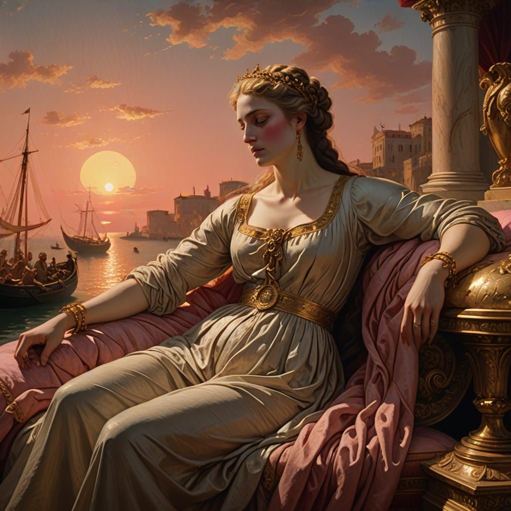 Ariadne's Solitude in Neoclassical Art Style