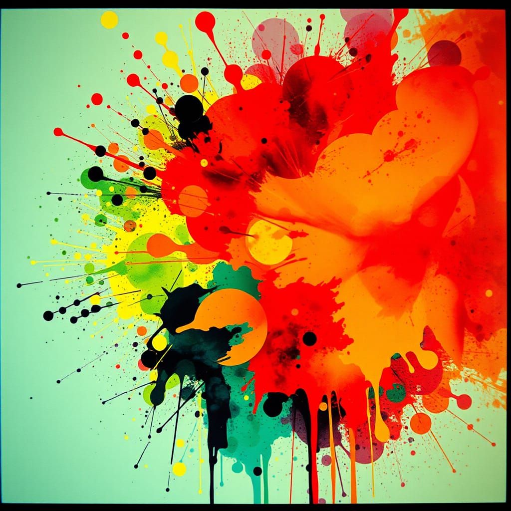 Abstract Multilayer Splatter Ink Artwork