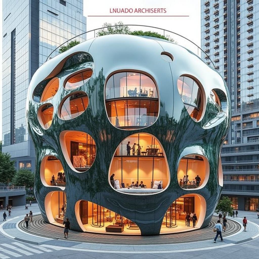 Luminous Blooms Skyscrapers Rise from the Lake's Edge in Cyb...