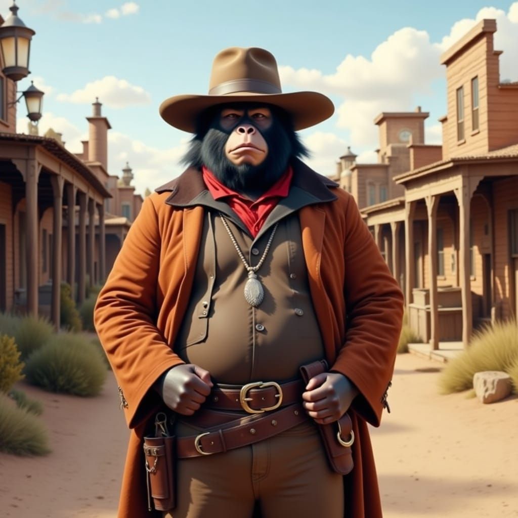 Bonobo as John Wayne in Western Town
