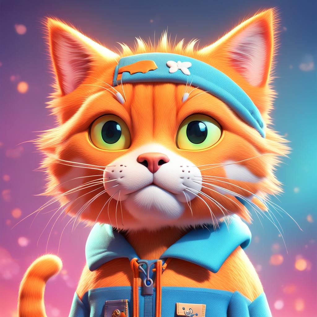 Cute Orange Cat in 3D Style
