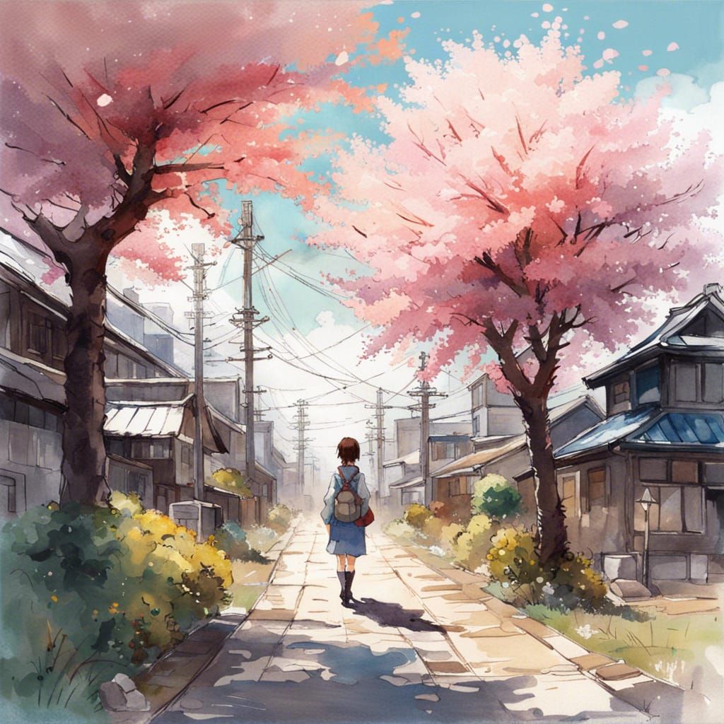Sakura Trees in Tokyo: Oil Painting Masterpiece