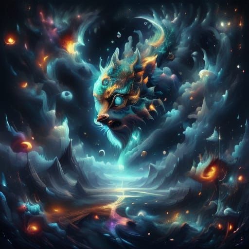 Abstract Dragon Fractal Art with Cosmic Energy