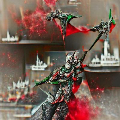 Menacing Drukhari Warrior in Dark Futuristic Style