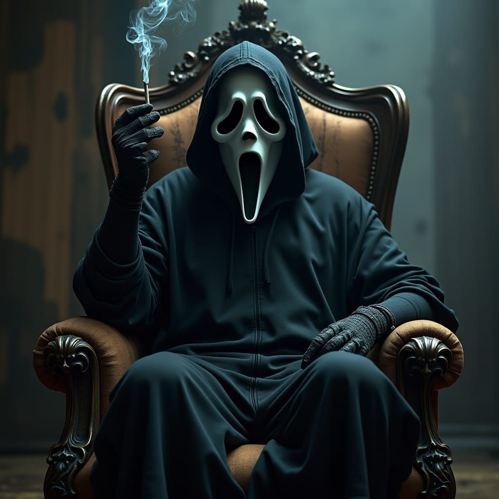 Ghostface on Throne: A Cinematic Horror Portrait