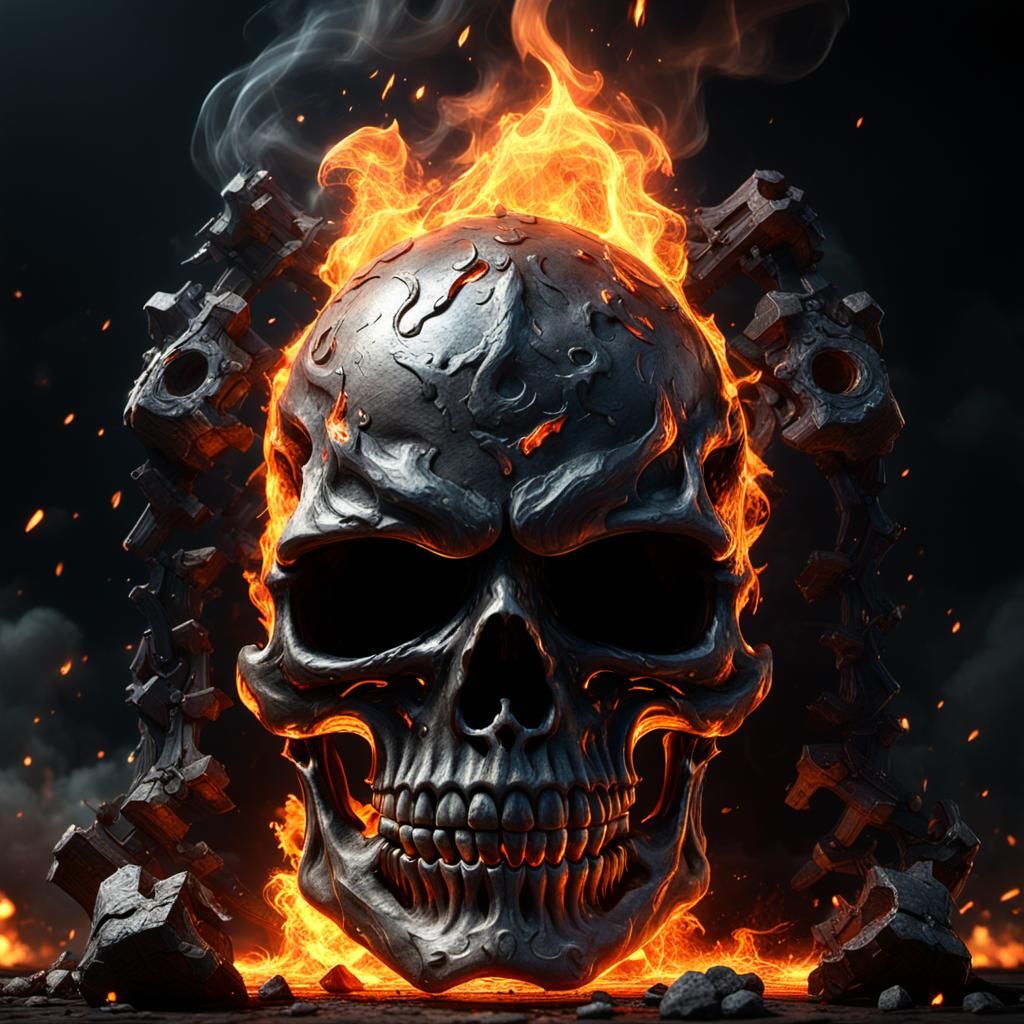 Fiery Skull in Detailed 3D Rendering