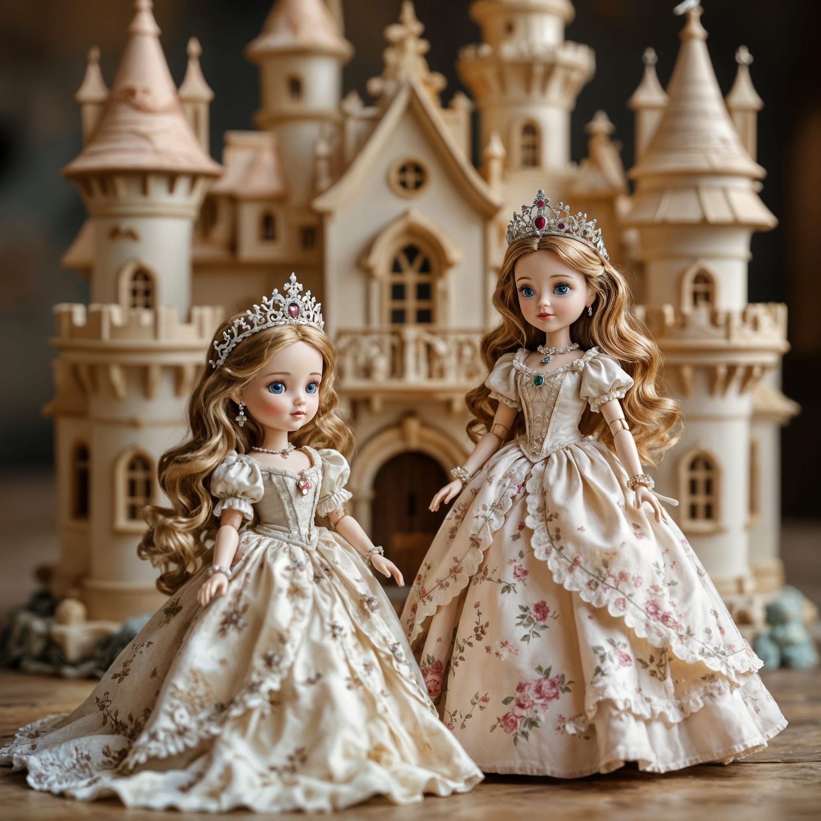 Hyperrealistic Wooden Princess Doll and Castle