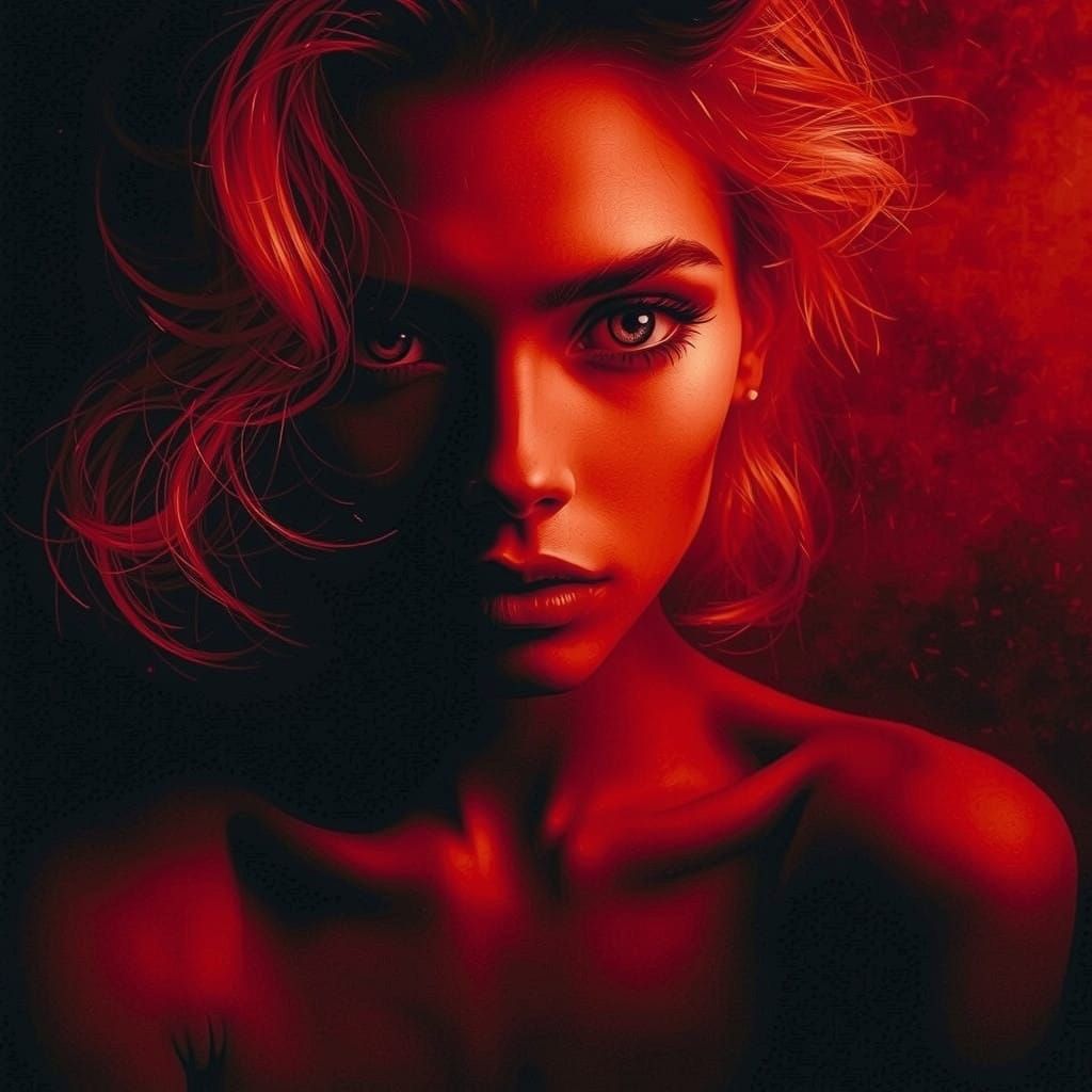 Vibrant Cityscape Illuminated by Red Lights