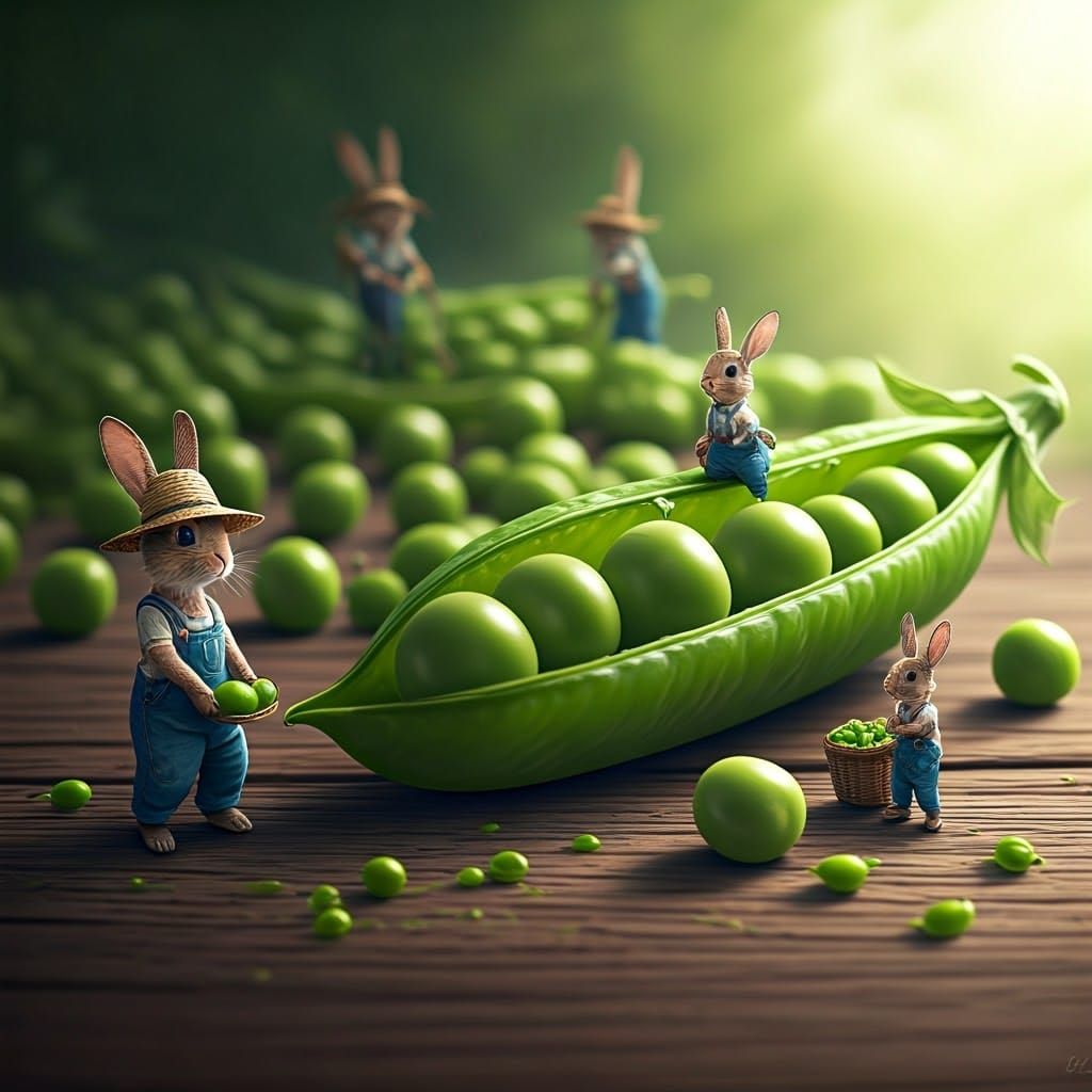 Fantasy Pea Harvest in Whimsical Wonderland