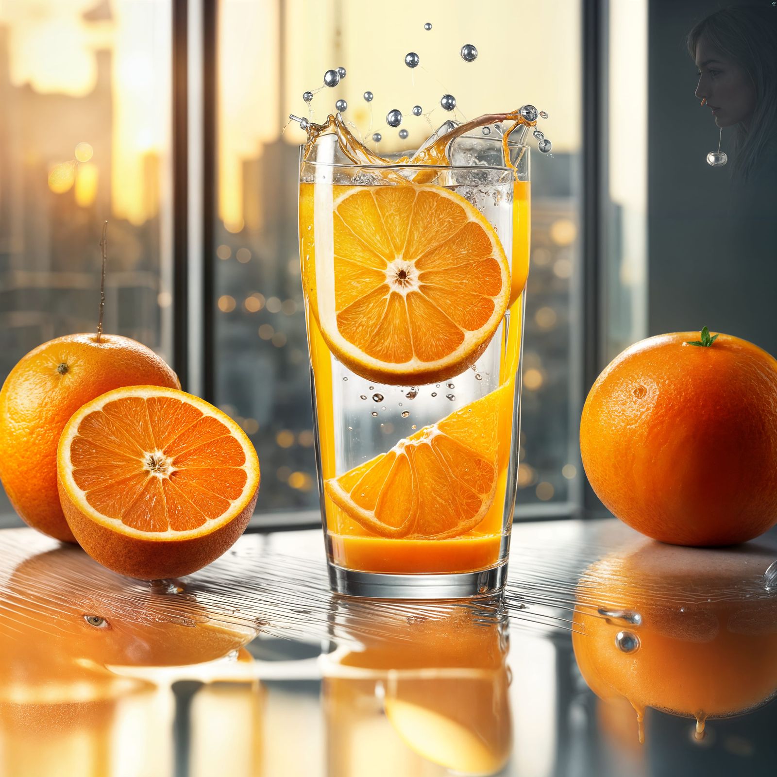 Orange Slice Drinking Juice: A Humorous Still Life