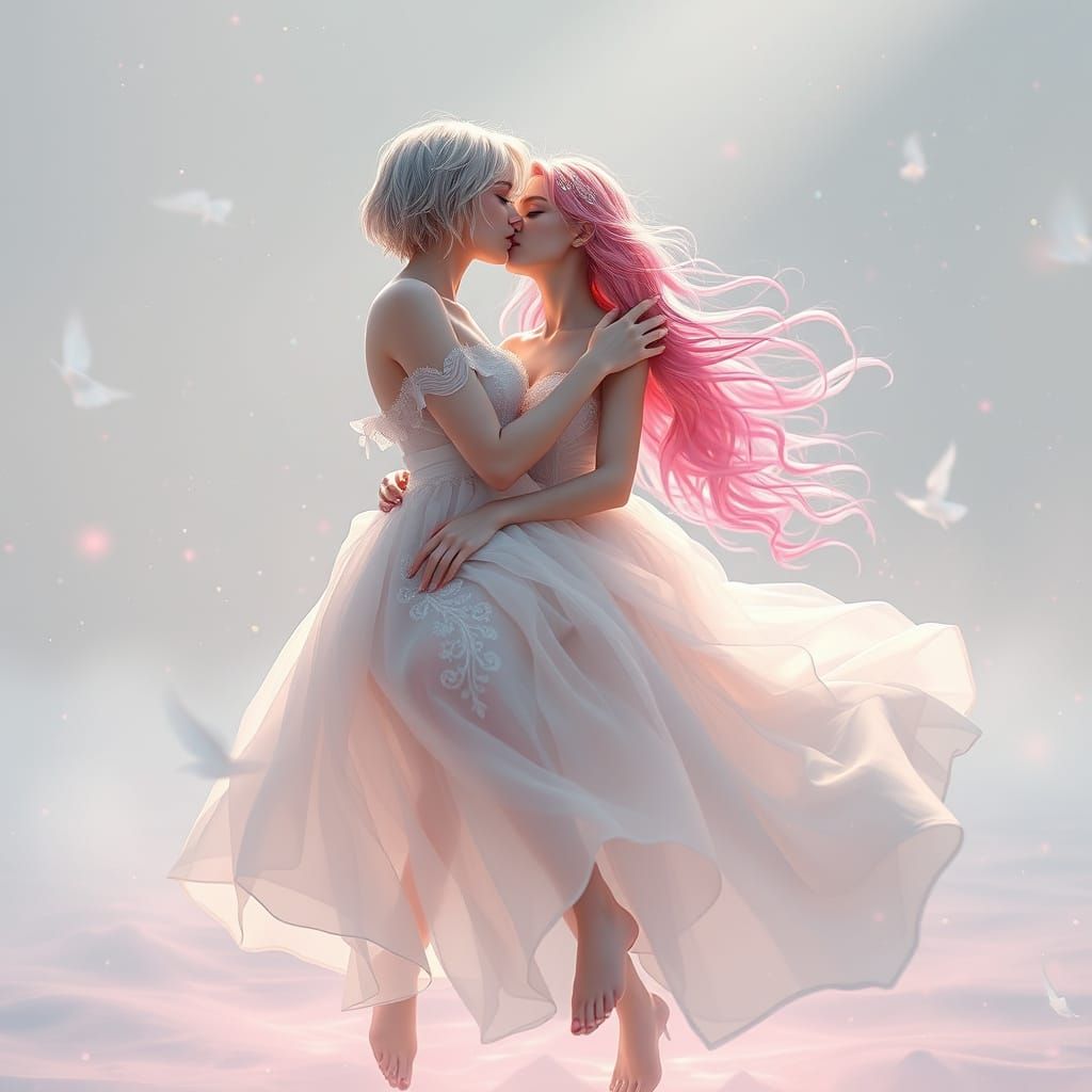 Ethereal Women in Sensual Fantasy Anime Scene