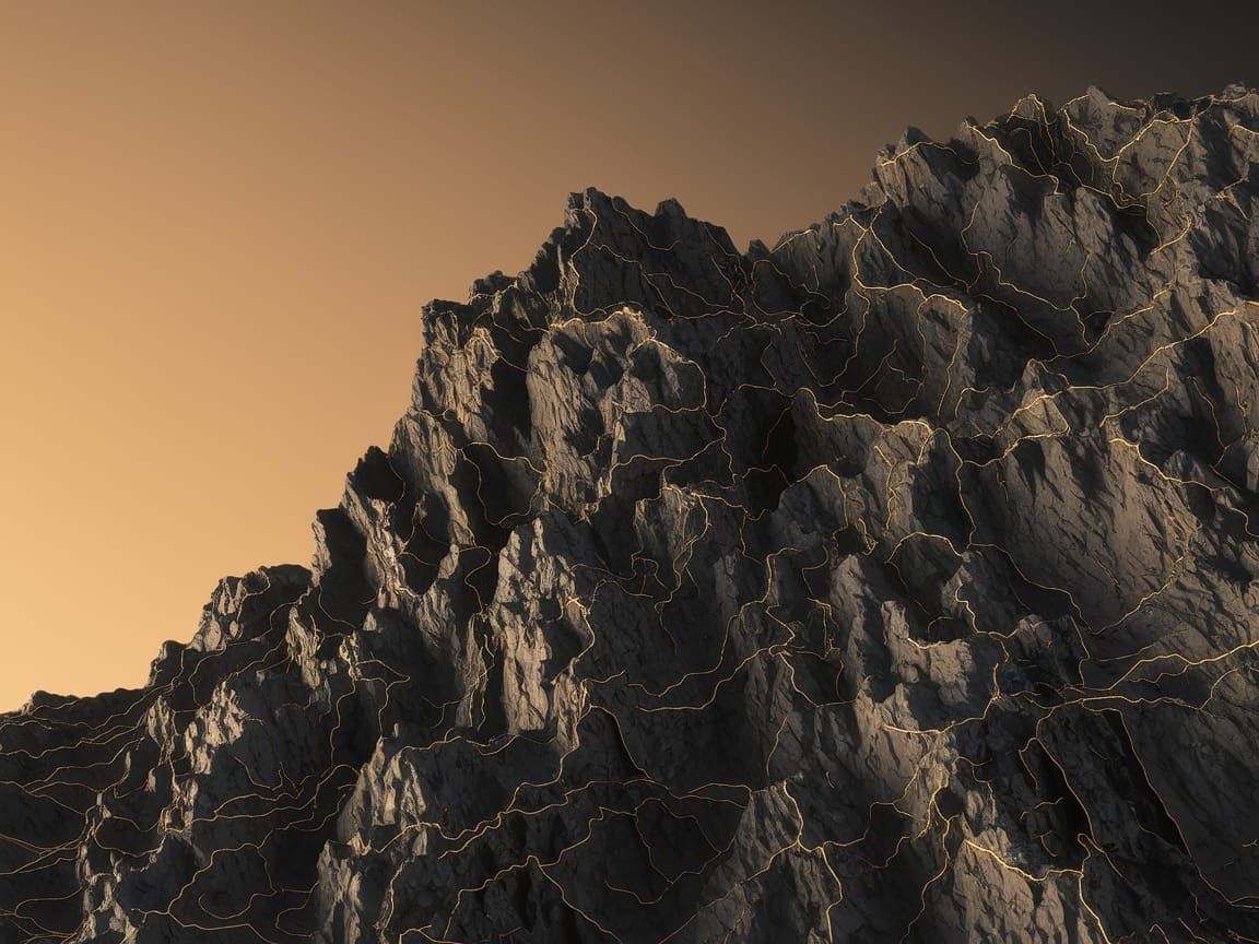 Golden Cliffside Masterpiece in Abstract Expressionism