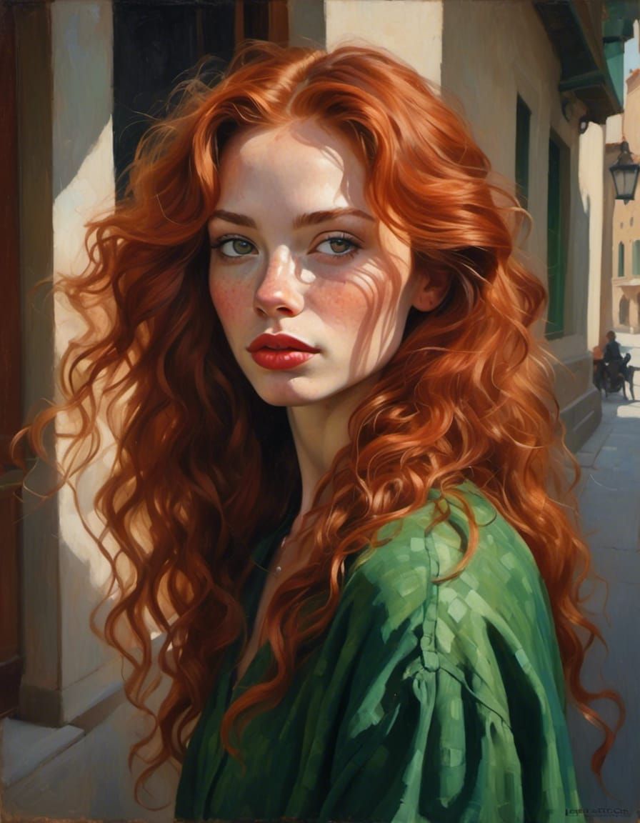 Beautiful Red-Haired Woman Portrait