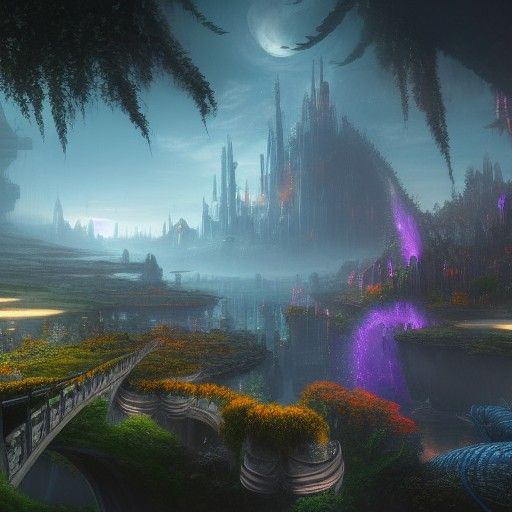 Detailed Matte Painting of a Fantastical Future World