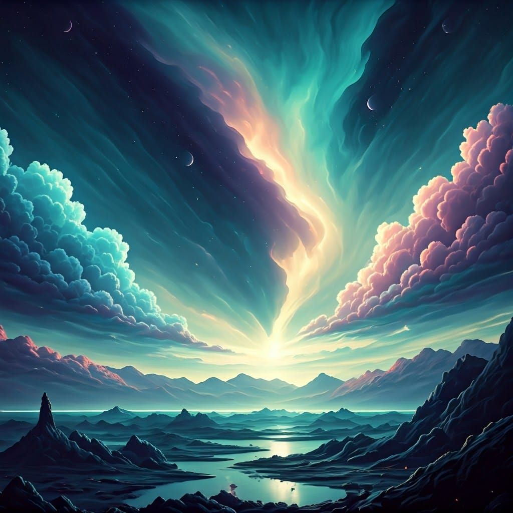 Mystical Dreamscape with Iridescent Glow