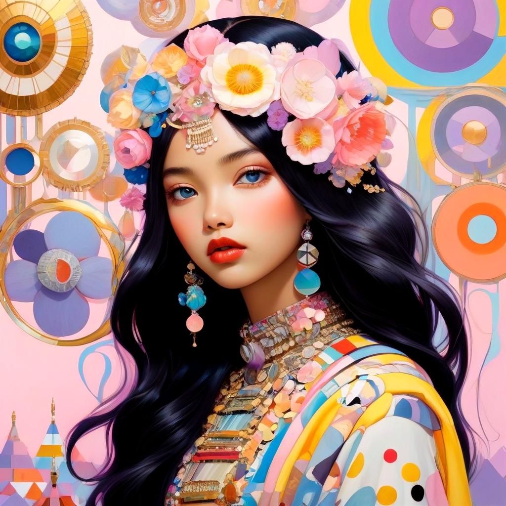 Fresh Pastel Artwork Inspired by Klimt and Tekle