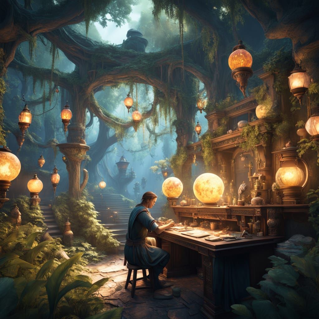 Clay Artist Creates Globe in Glowing Forest as Art Nouveau