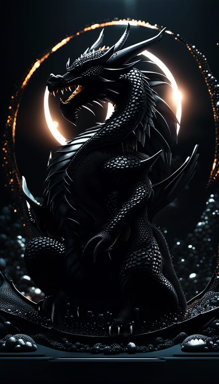 Black Dragon God Eclipse in Dark Fantasy Style