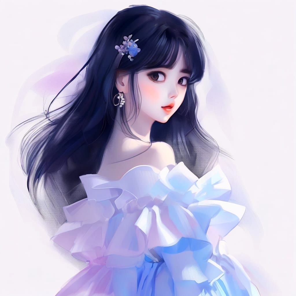 Expressive Anime Character with Wet Eyes in Digital Art Styl...