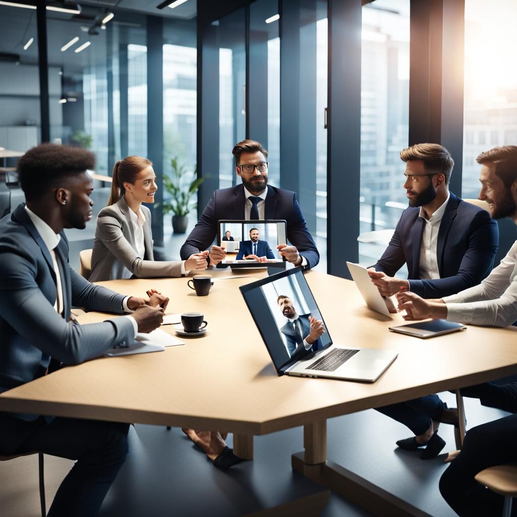 Photorealistic 4K Business Meeting Over Video Call