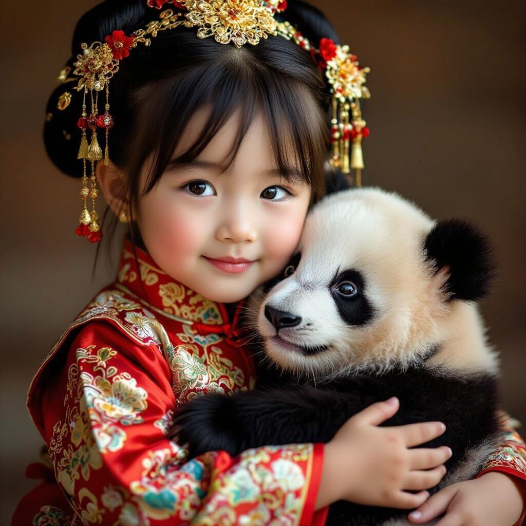 The  little  girl's  Chinese Panda Hug .