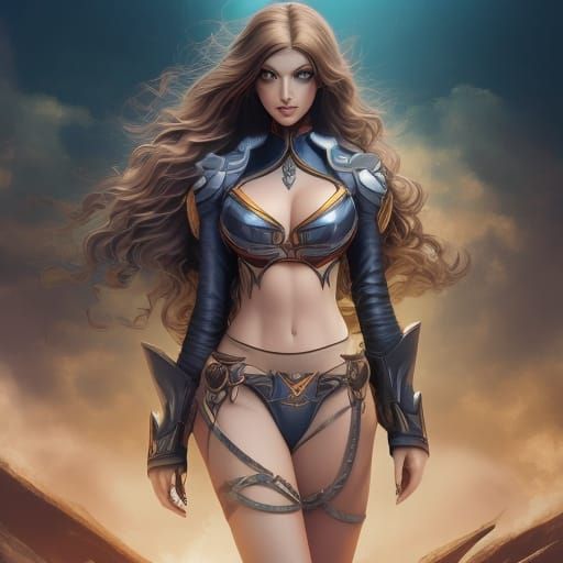 Metallic Bikini Babe in Hyperdetailed Sci-Fi Portrait