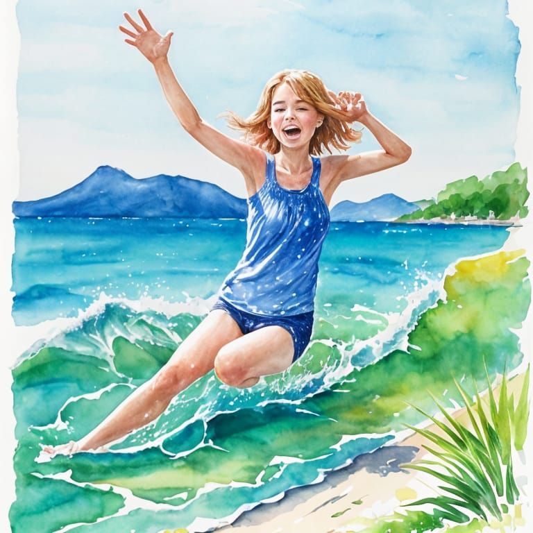 Joyful Summer Impression in Watercolor Style
