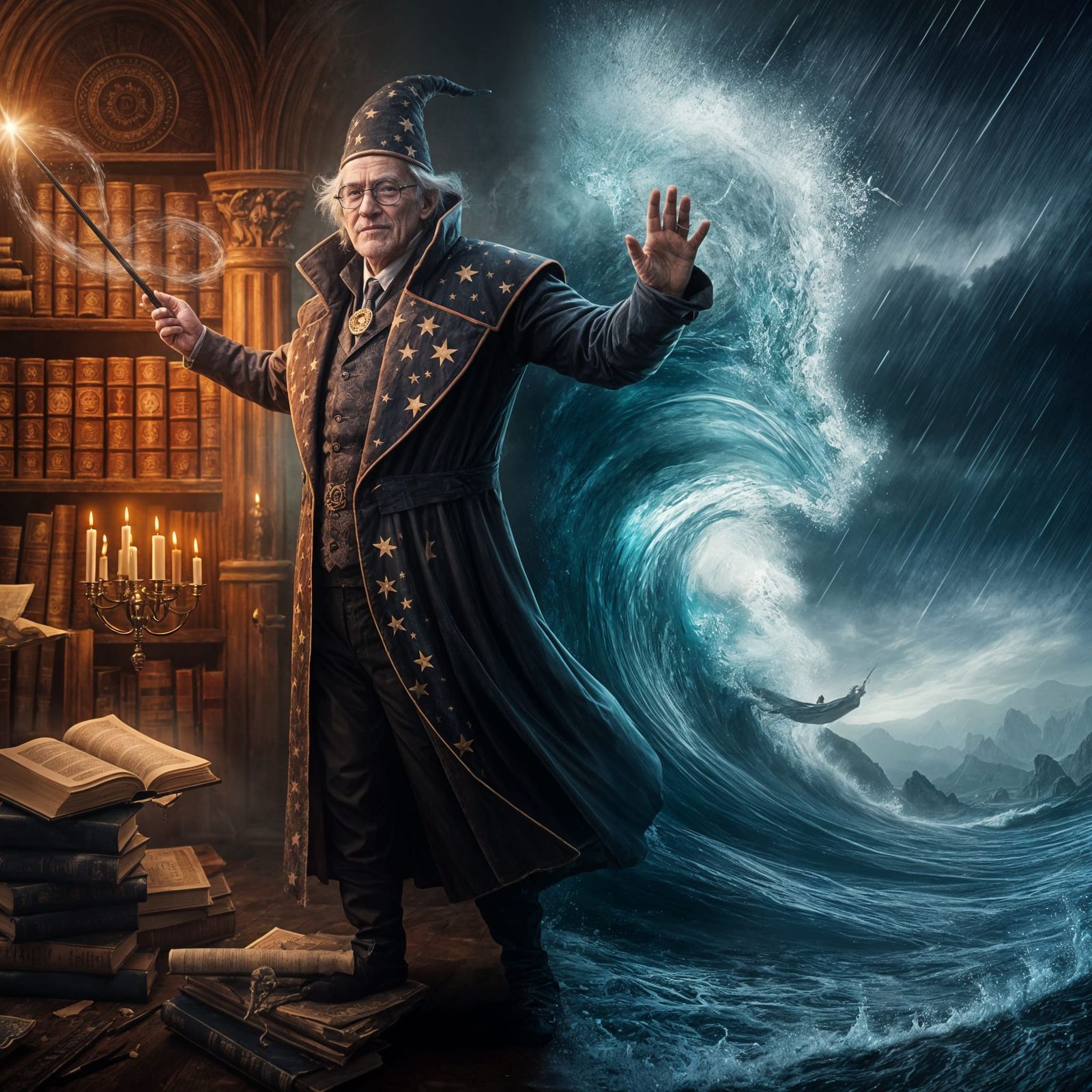 Magician Creates a Flood With a Wave